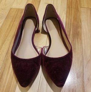 Maroon velvet d'orsay flat